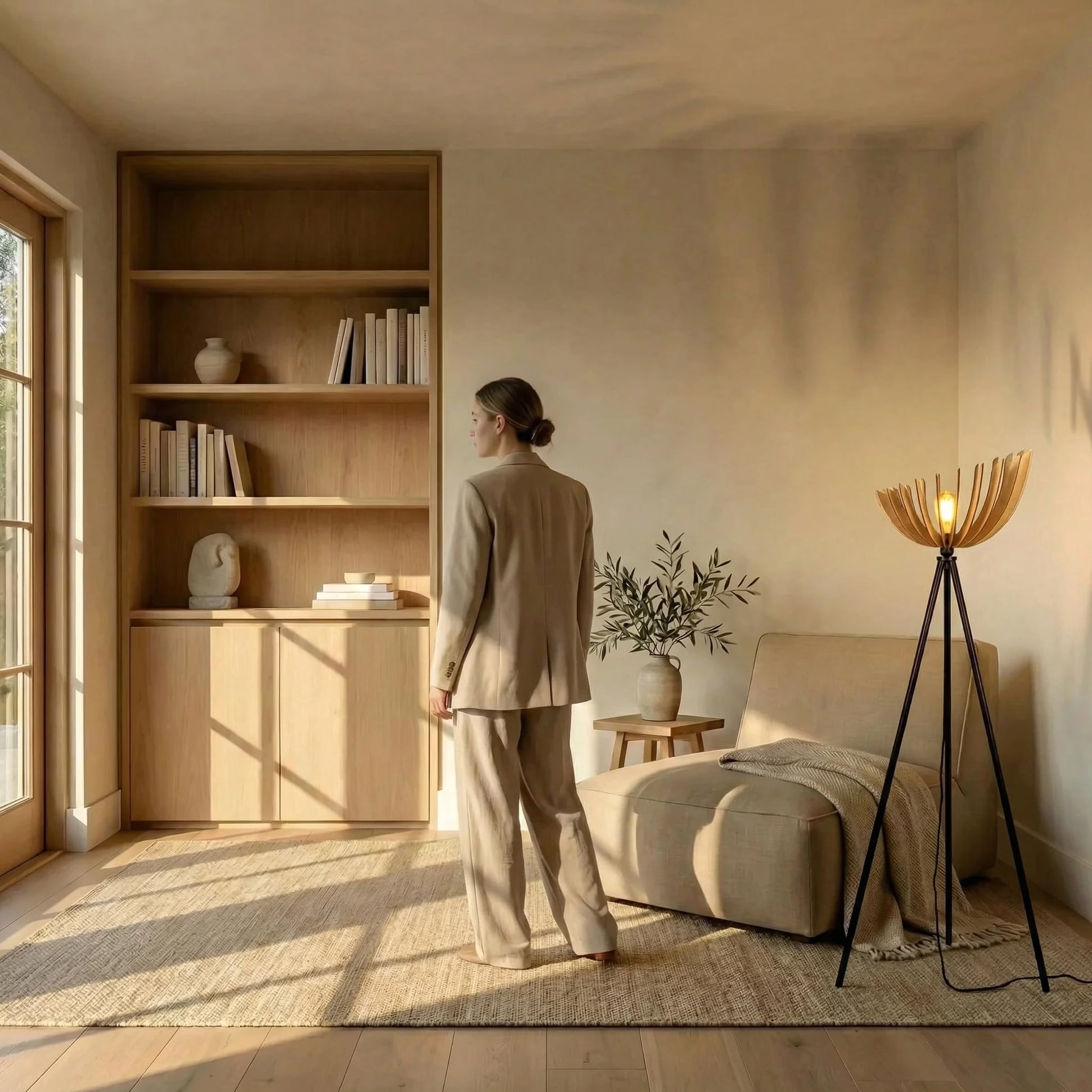 Athéna teinté Chêne | Lampadaire